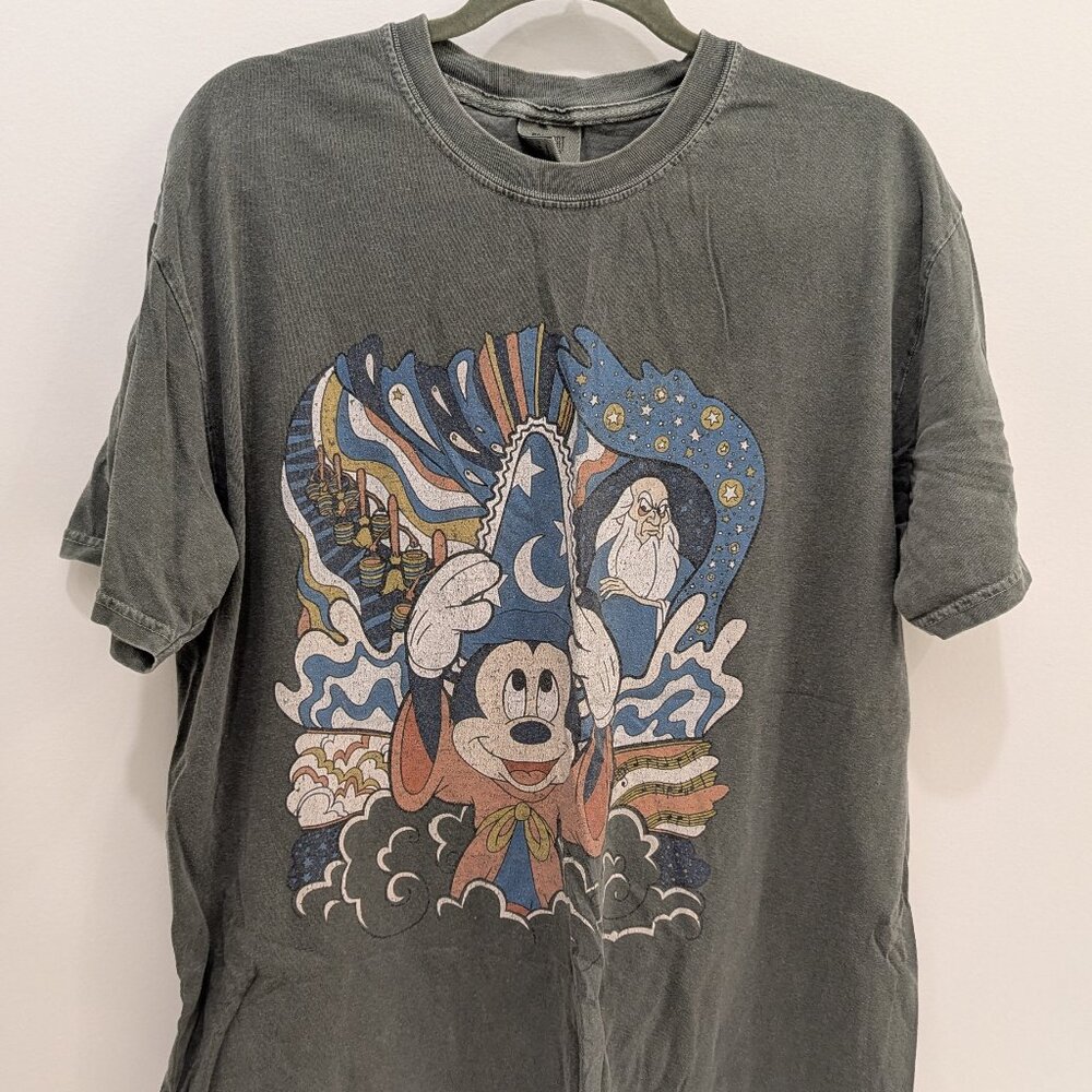 Comfort Colors Muted Sage Green Fantasia Mickey Mouse Graphic Tee